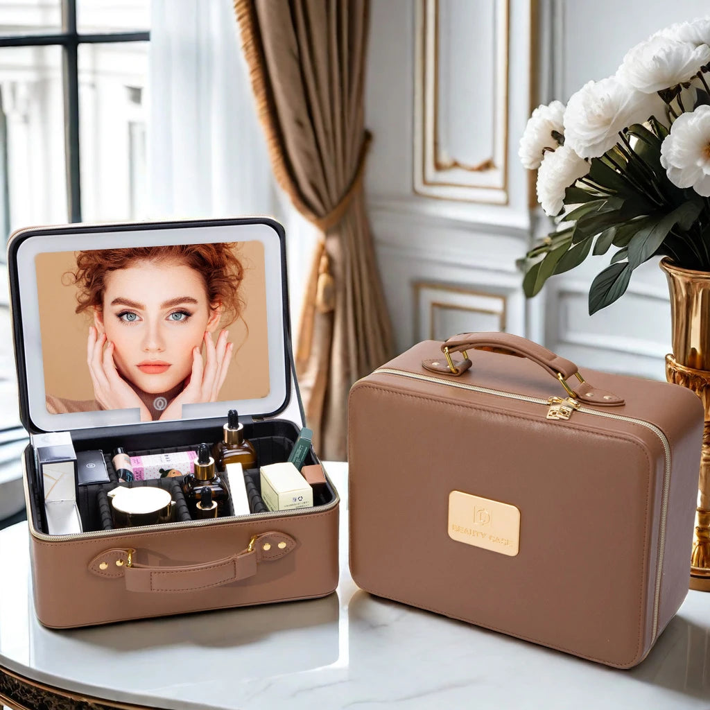 LED Lighted Travel Makeup Train Case