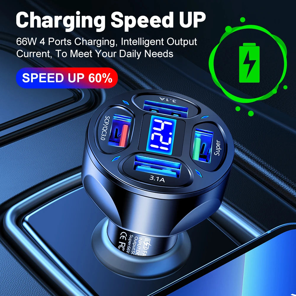 3-Port USB Car Charger Quick Charge