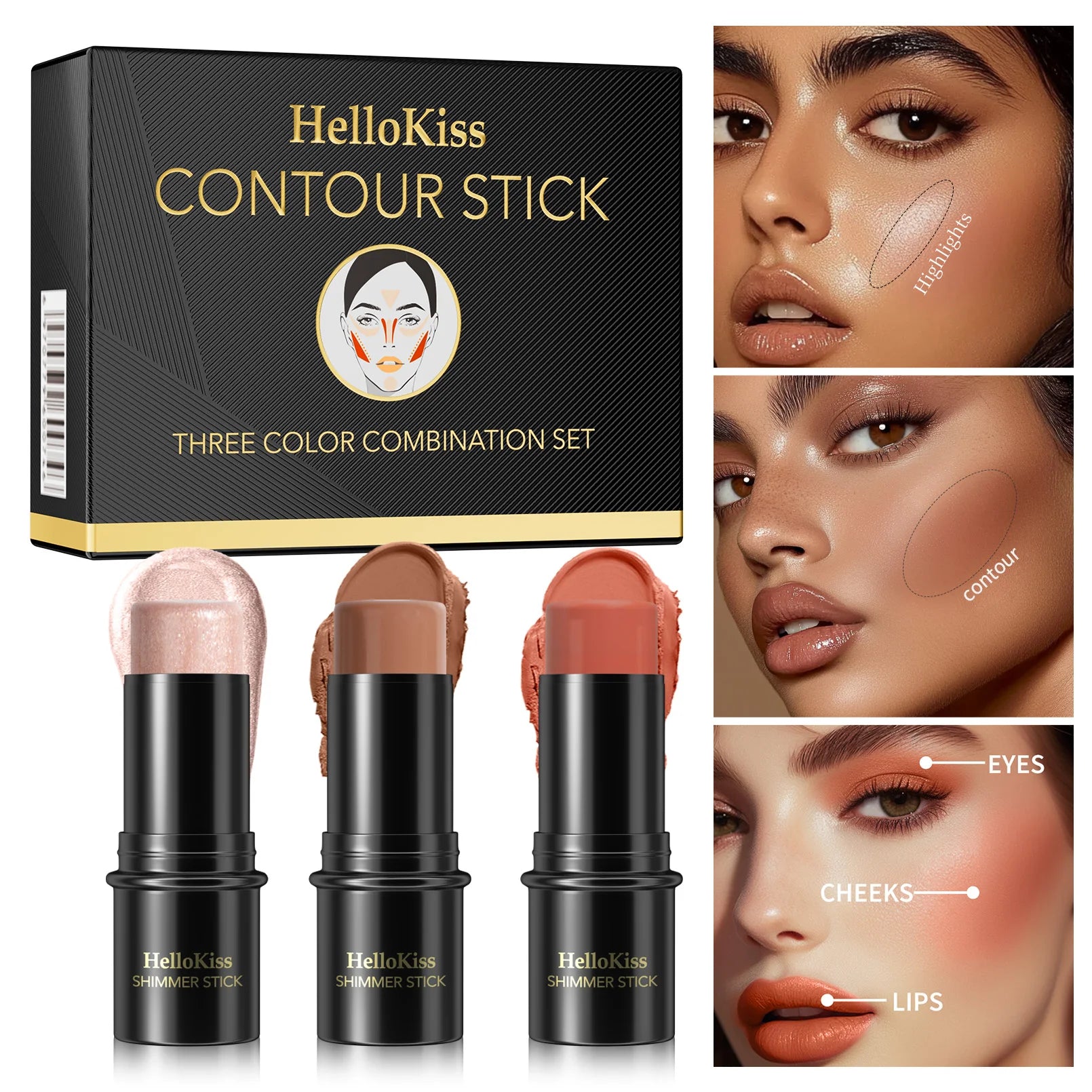 4-in-1 Cream Contour and Highlight Makeup Sticks