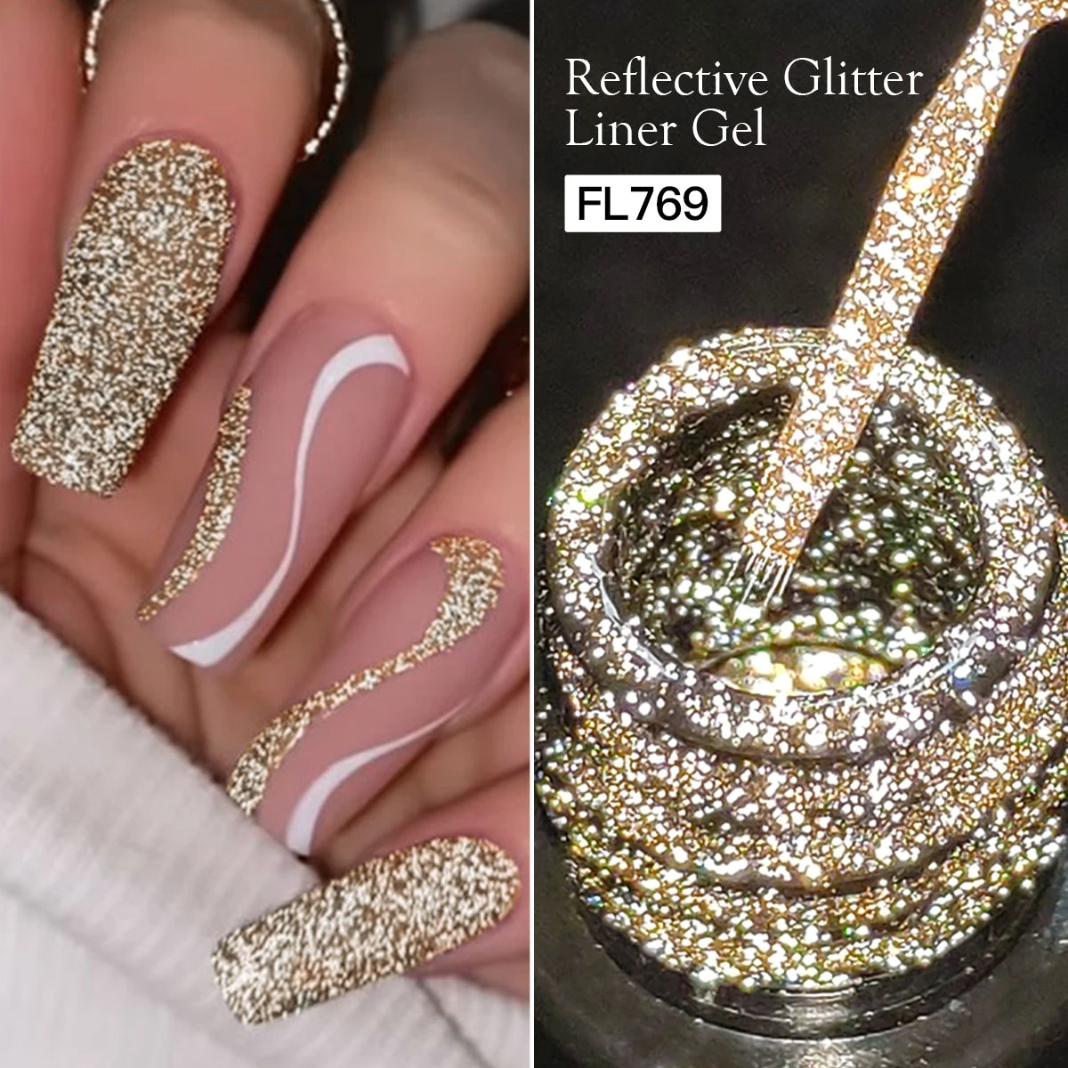 Reflective Glitter Liner Nail Gel