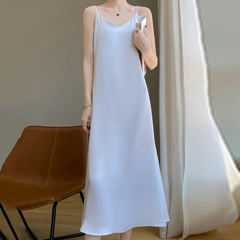 Elegant Summer Satin Halter Dress