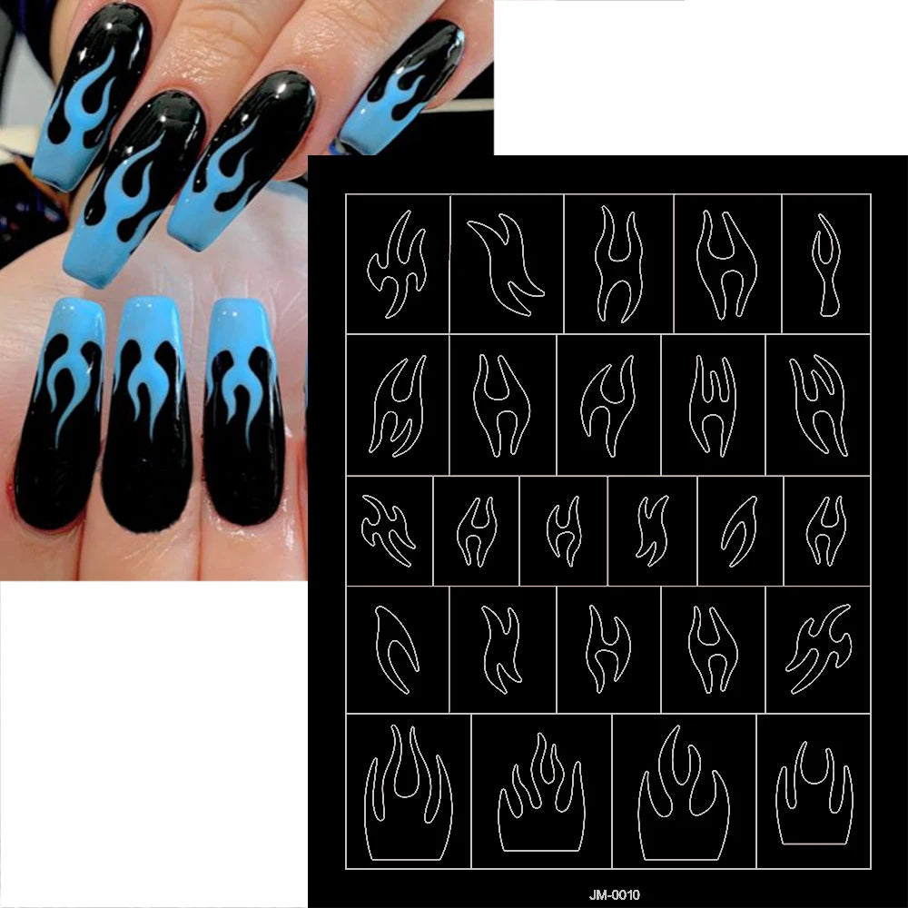 3D Self-Adhesive Airbrush Stencil Nail Stickers