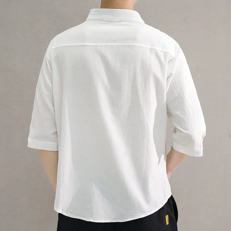 Stand Collar Casual Cotton Shirt