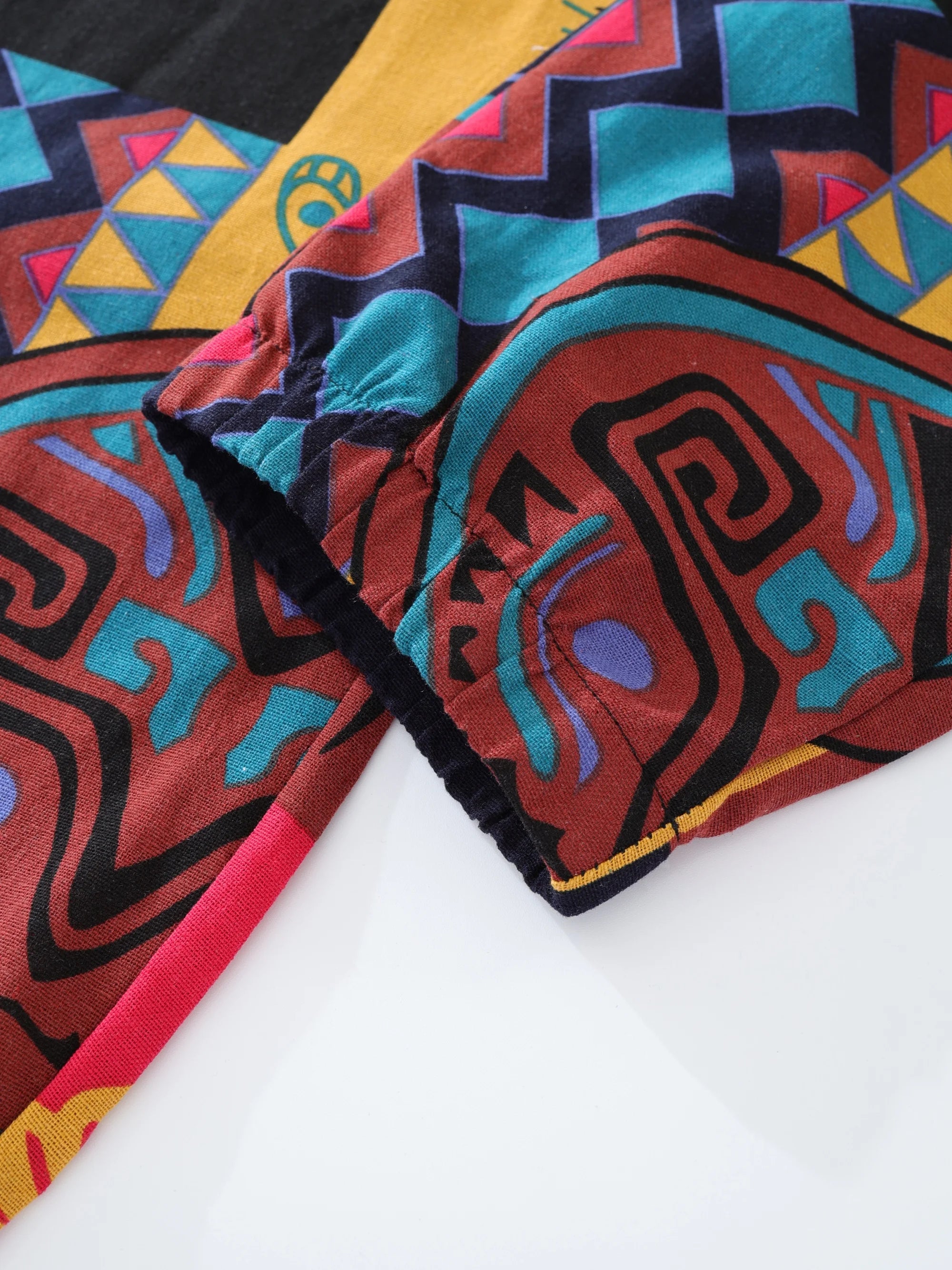 Boho Tribal Print Linen Jogger Pants