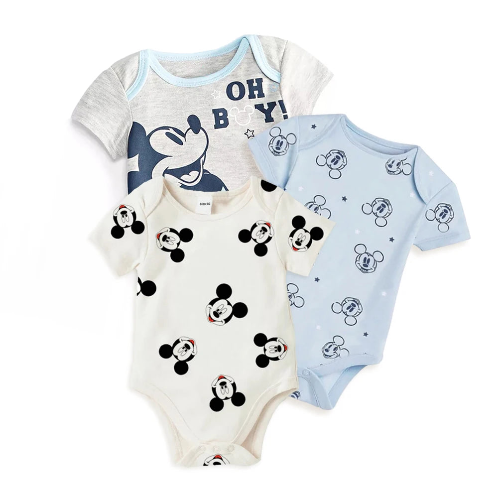 3-Pack Mickey Mouse Baby Rompers