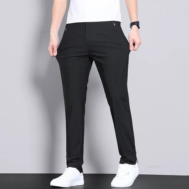 Ice Silk Slim Trousers, Quick-Dry