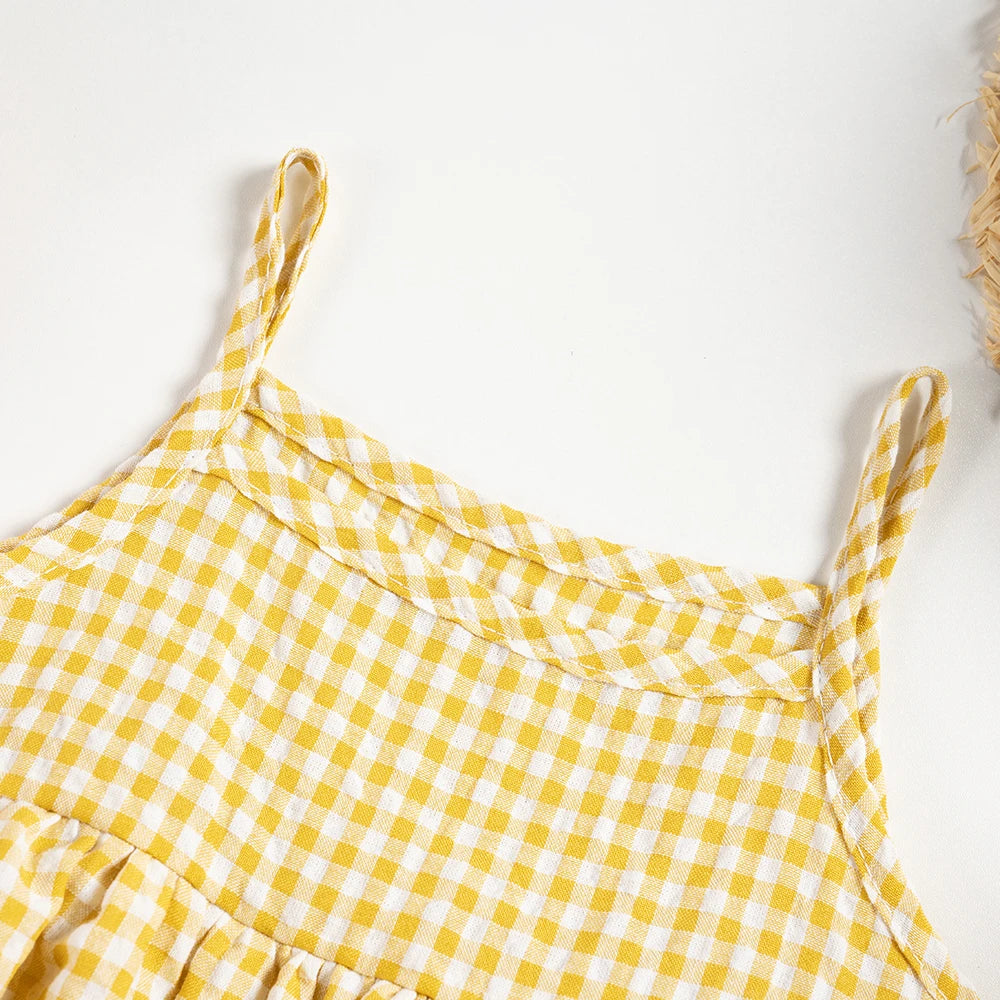 Plaid Rompers Summer Sleeveless Dress