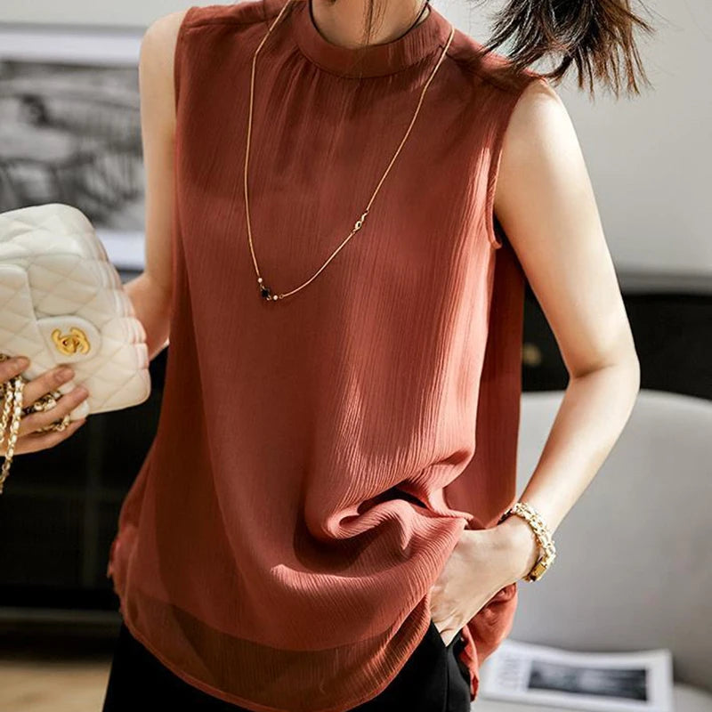 French Style Sleeveless Blouse