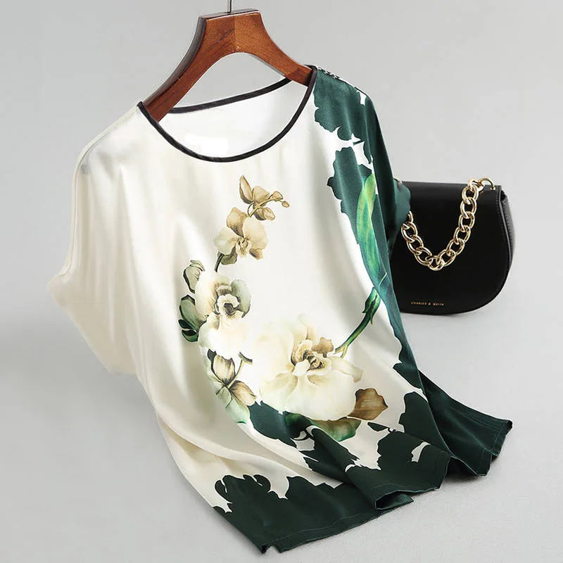 Floral Silk Satin Blouse