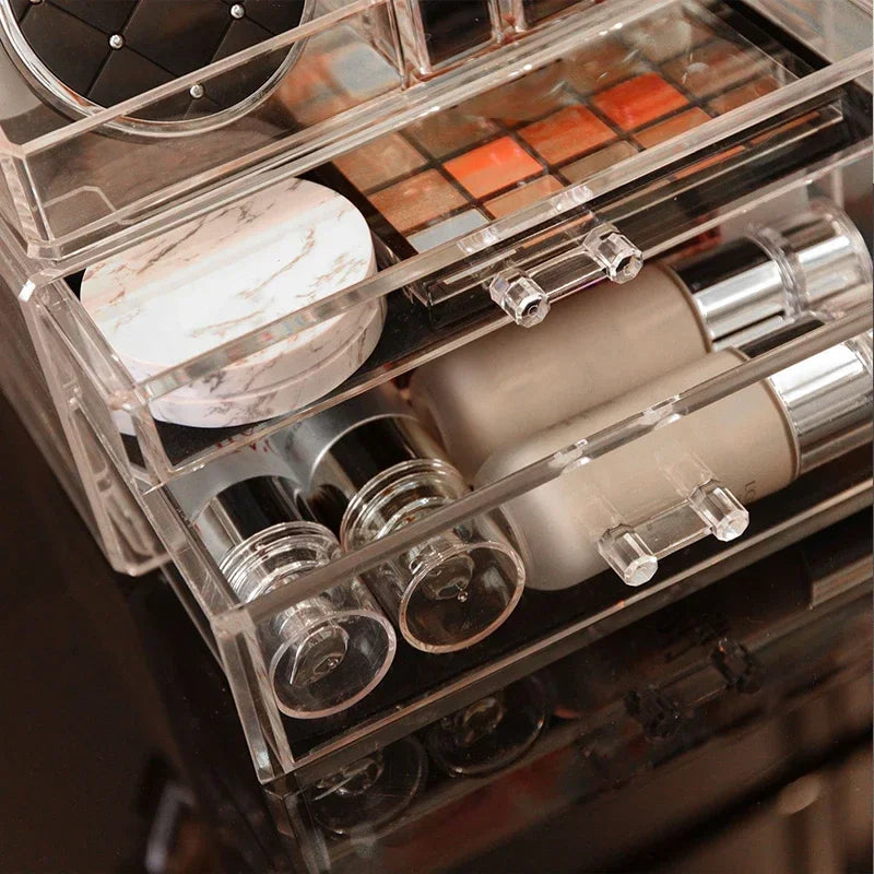 Large Transparent Acrylic Four-Drawer Makeup Organizer