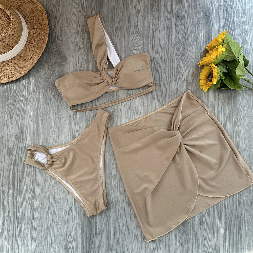 3-Piece One-Shoulder Bikini Set