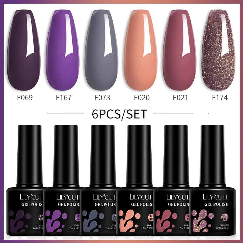 Winter Coffee Brown Gel Nail Polish Set