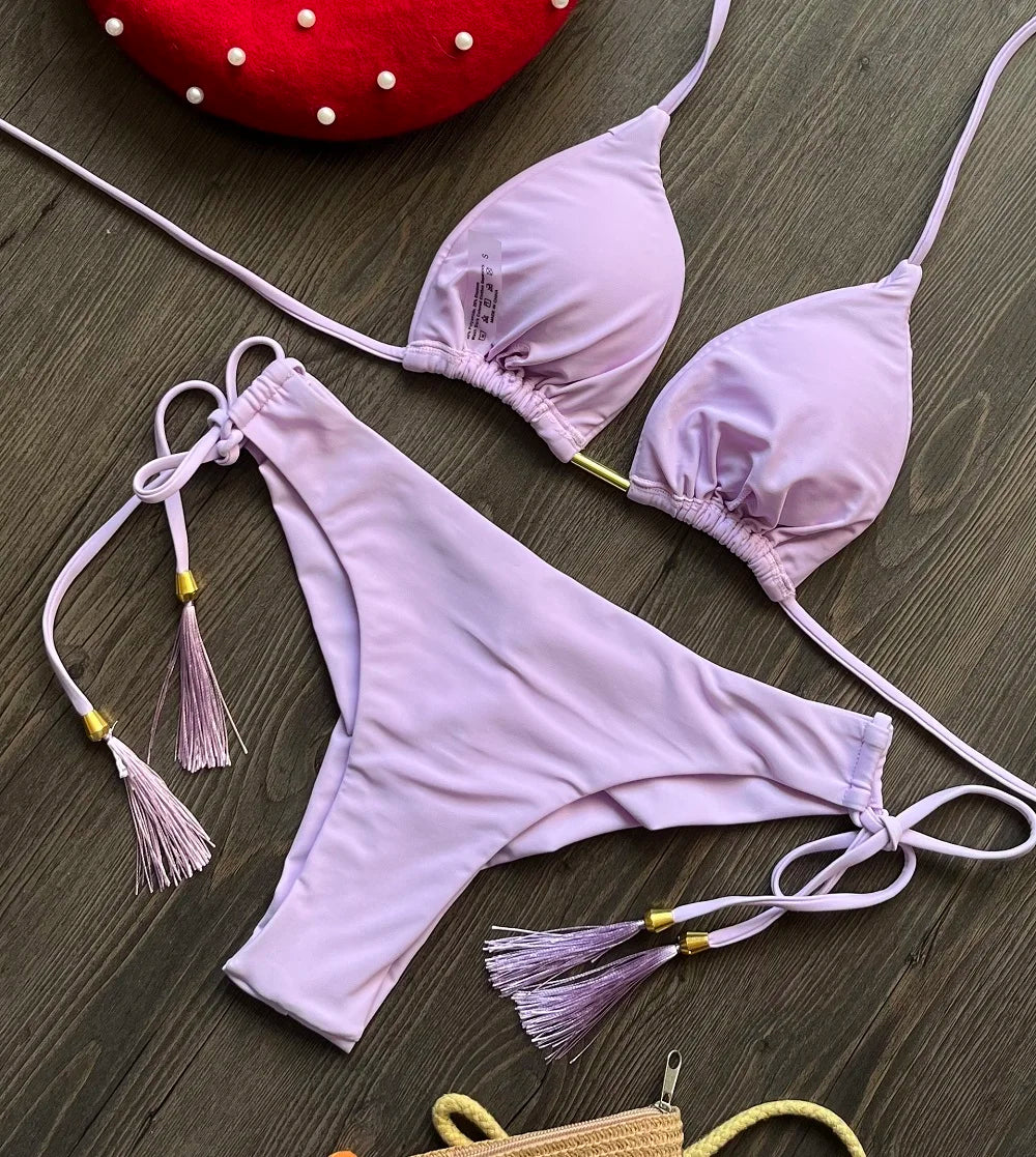 New Sexy 13-Color Brazilian Push-Up Triangle Bikini Swimwear Set