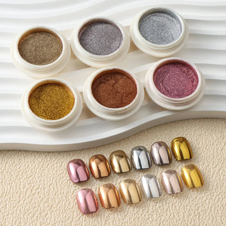 6-Color Metallic Mirror Chrome Glitter Powder