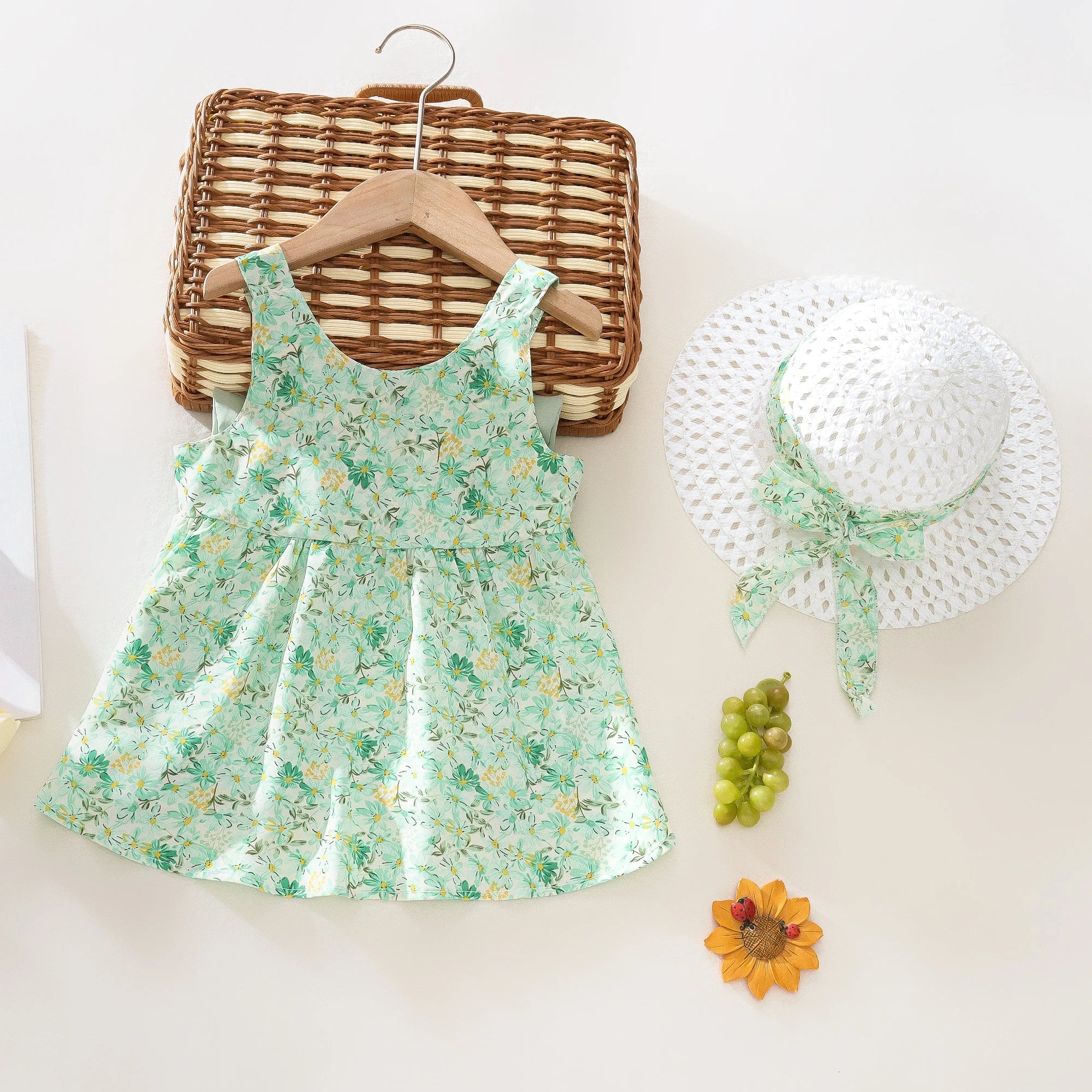 Floral Baby Dress with Sun Hat
