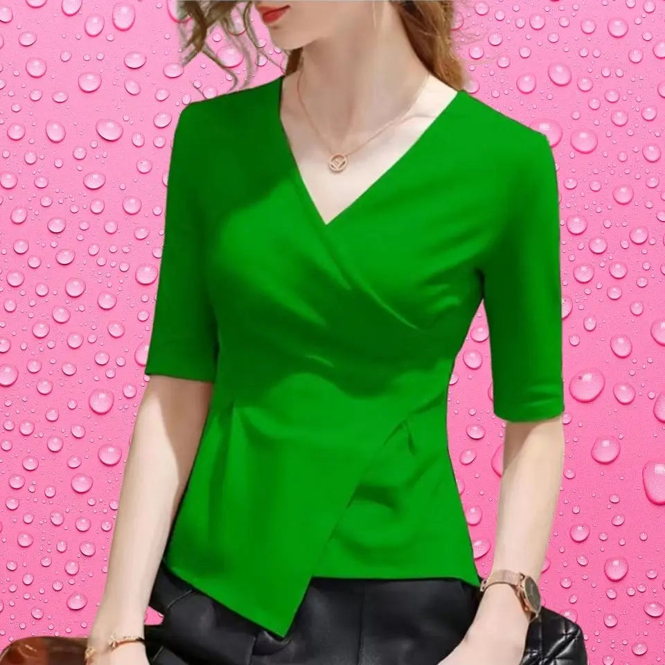 Plus Size V-Neck Summer Blouse