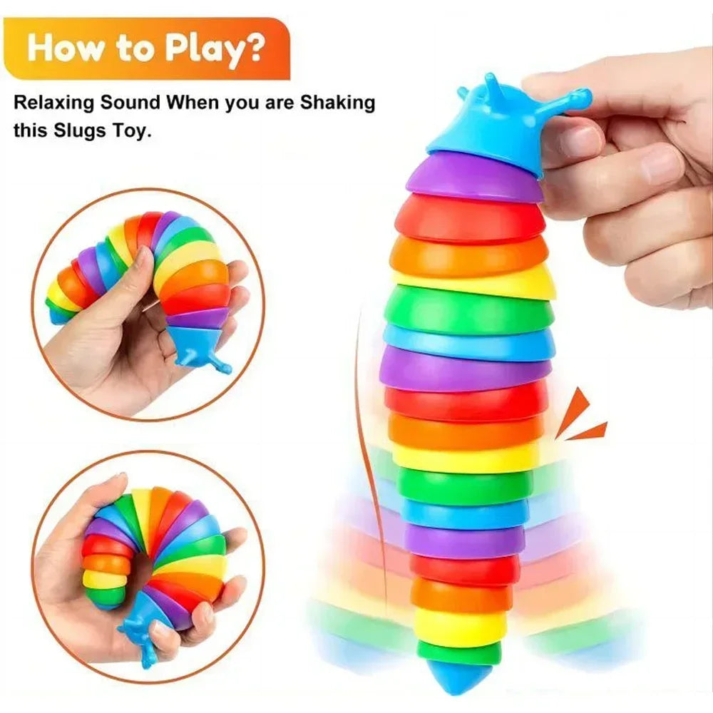 3D Colorful Fidget Slug Toy