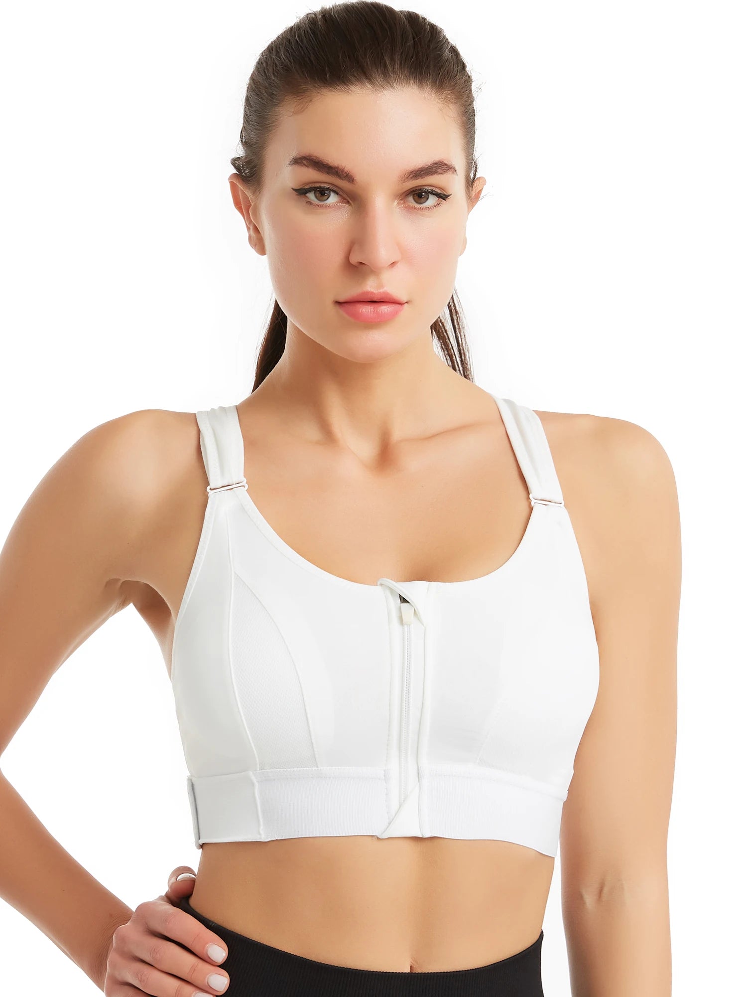 Plus Size Front Zipper Sports Bra