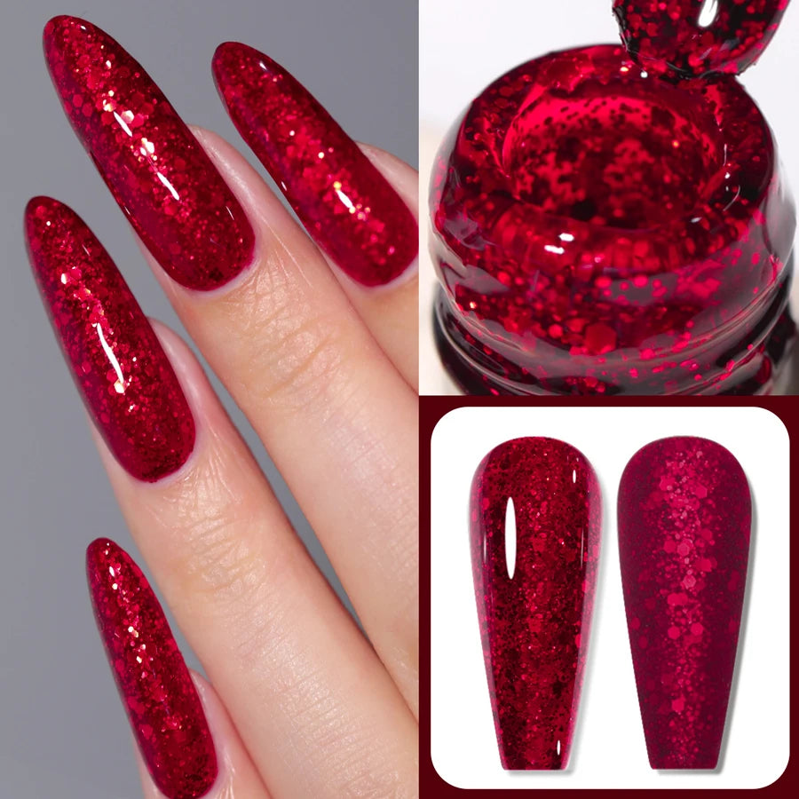 Glitter Red Semi-Permanent Gel Polish