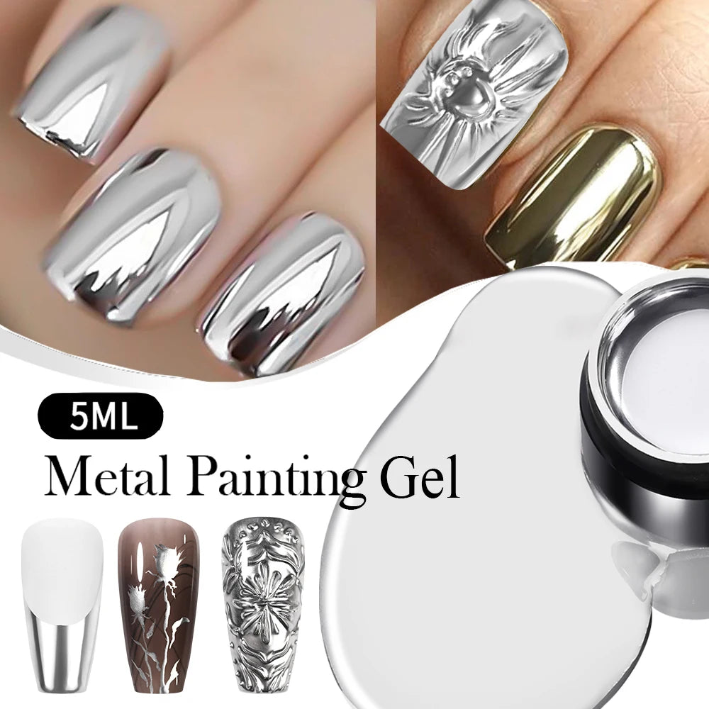 Silver Metallic Line Art Drawing Gel