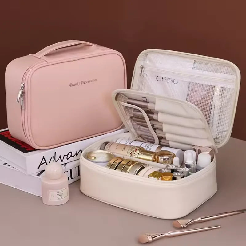 Luxury Double-Layer Travel Cosmetic Bag