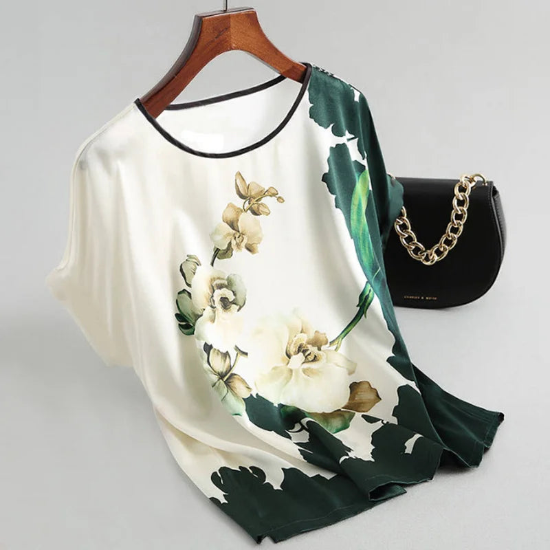 Floral Silk Satin Blouse