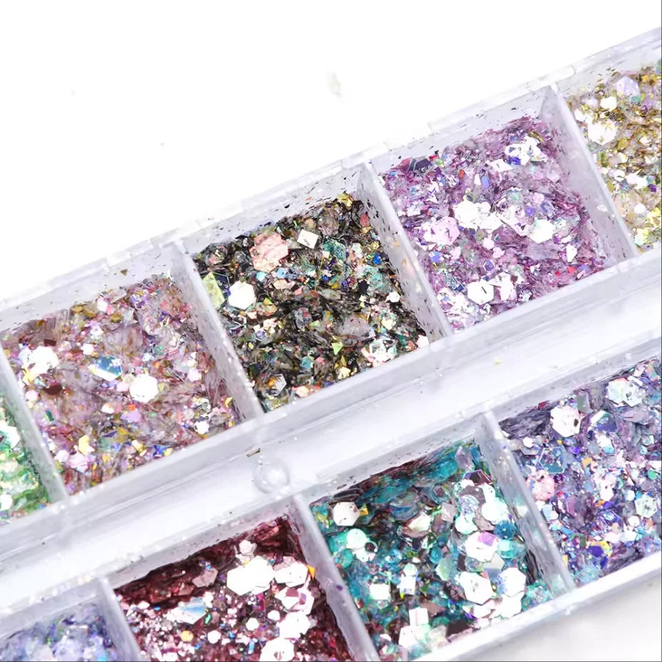 Mirror Iridescent Mixed Hexagon Nail Glitter