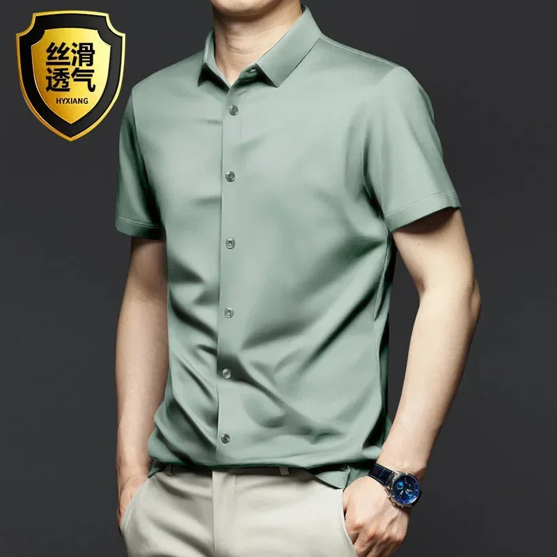 Premium Ice Silk Short-Sleeved Business Shirt