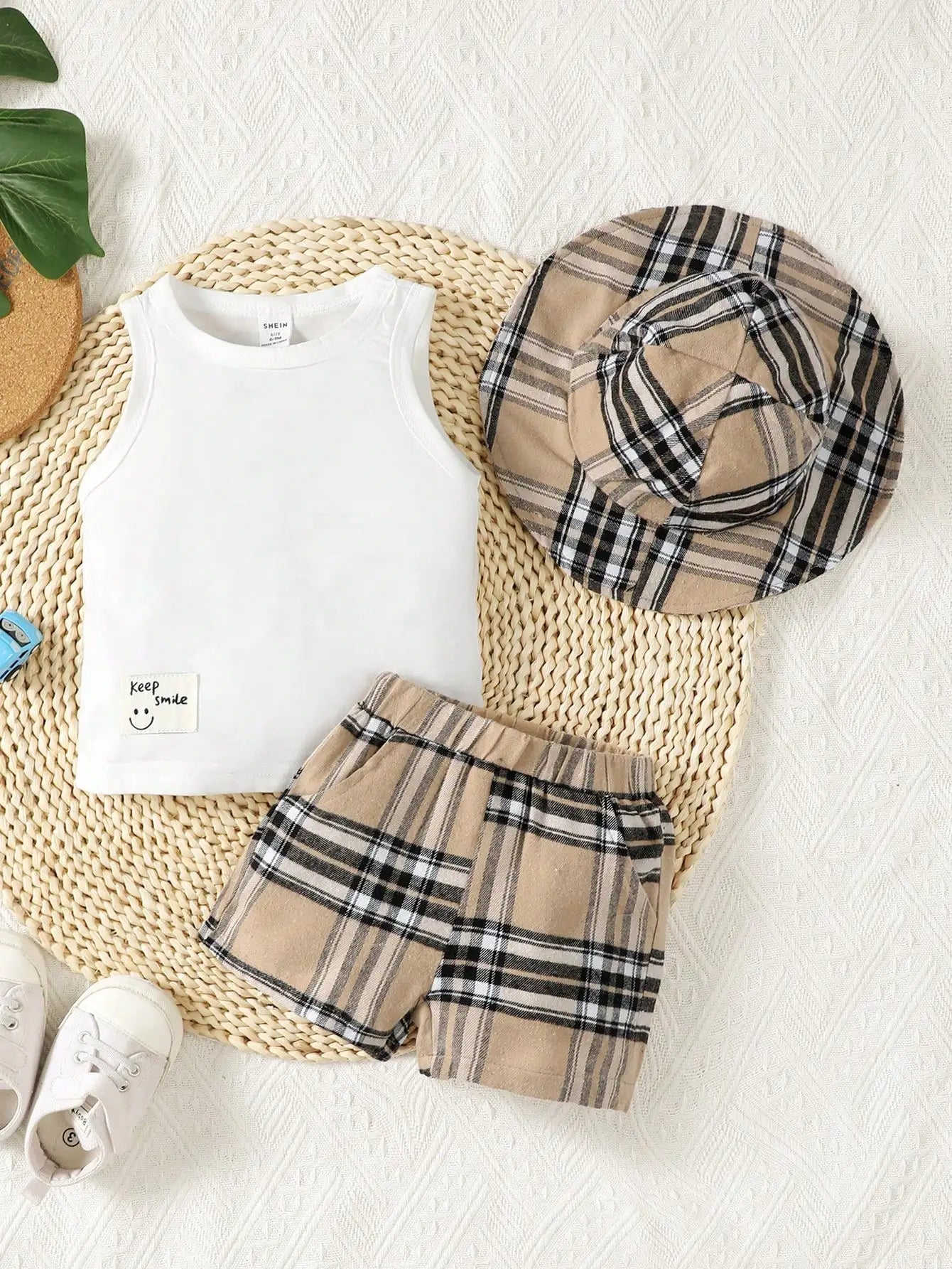 Breathable Three-Piece Baby Boys Summer Set: Vest, Shorts, Hat