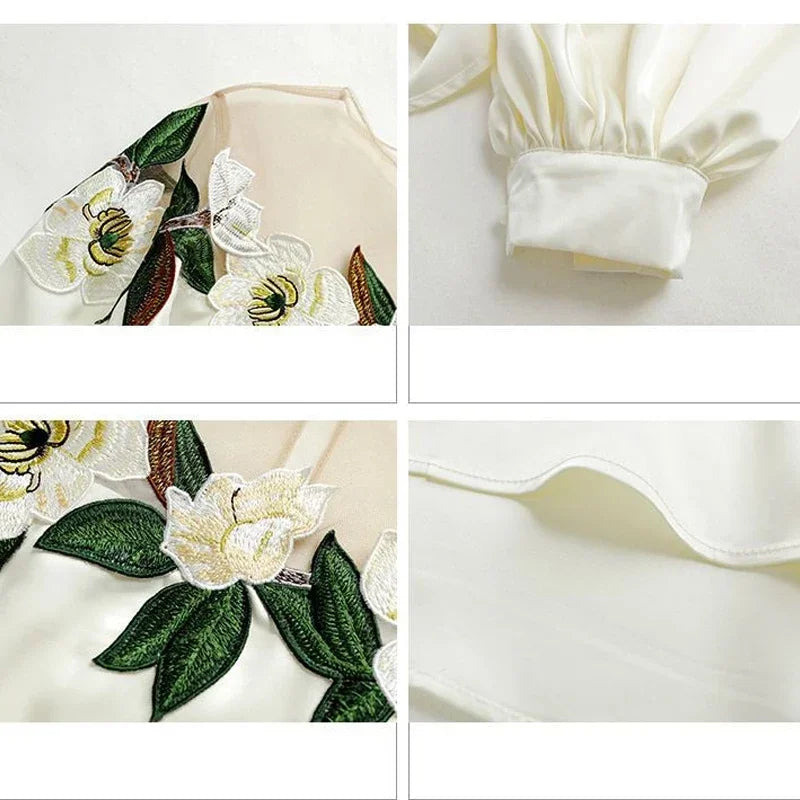 Embroidered Satin Blouse