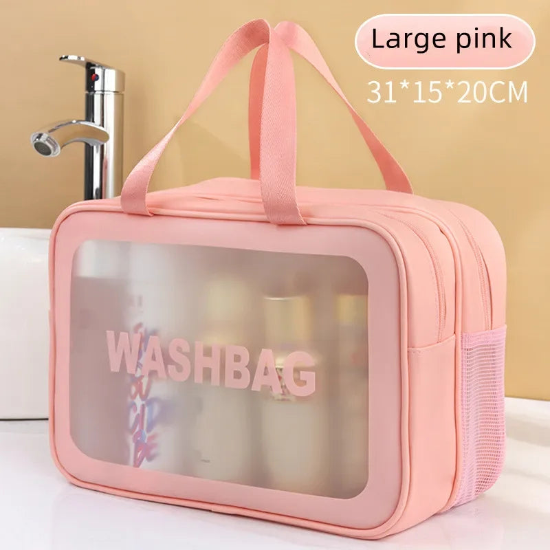 Double-Layer Transparent PU Makeup Bag