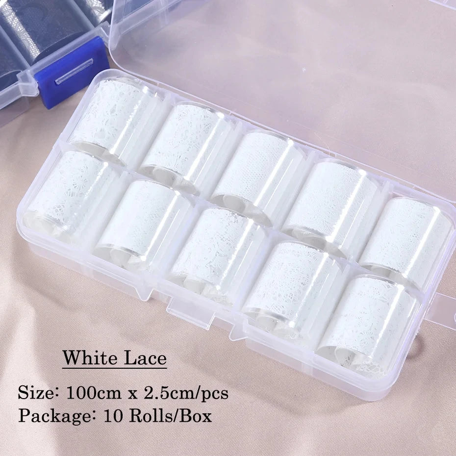 Black White Lace Nail Art Foil Set