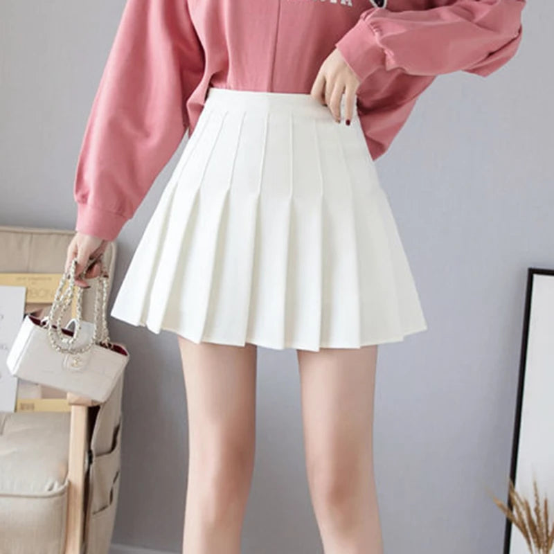 High Waist Korean Pink Mini Skirt with Shorts