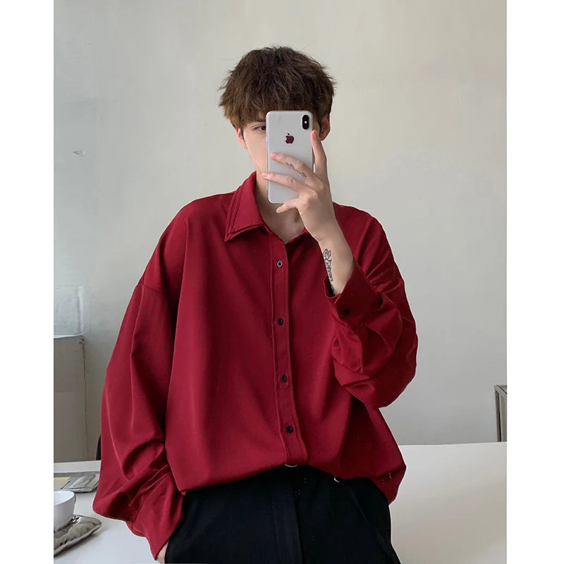 Men's Double Collar Ice Silk Shirt