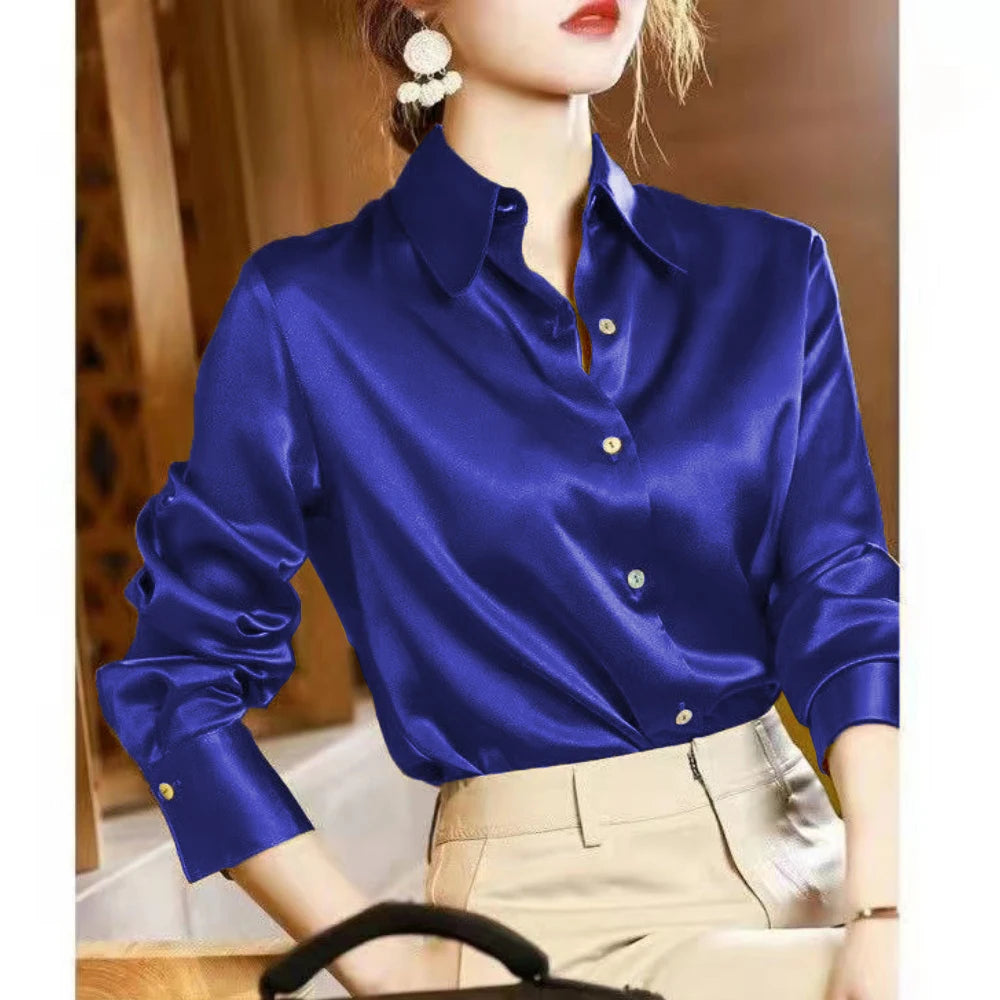 Elegant Satin Long Sleeve Blouse