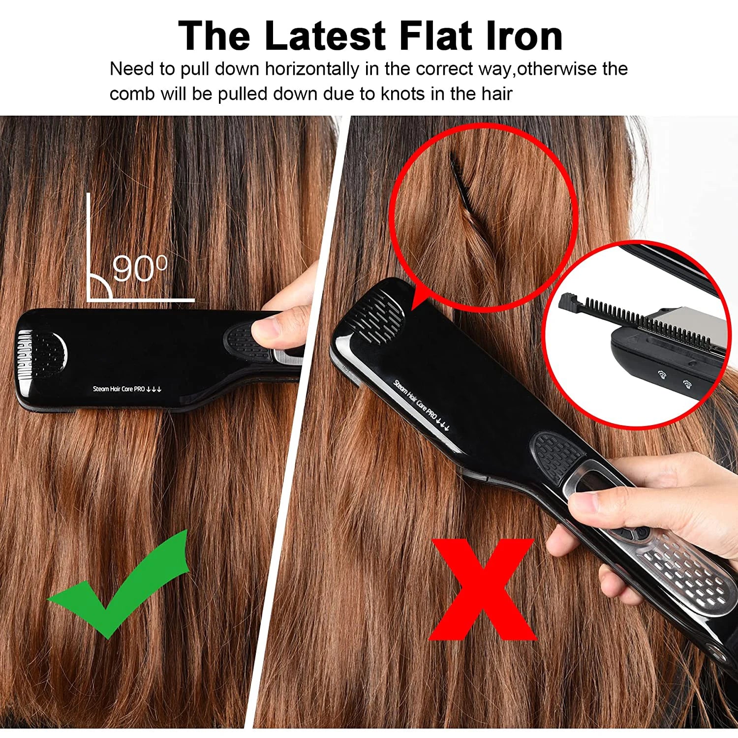 Professional Steam Ceramic Flat Iron Straightening Brush