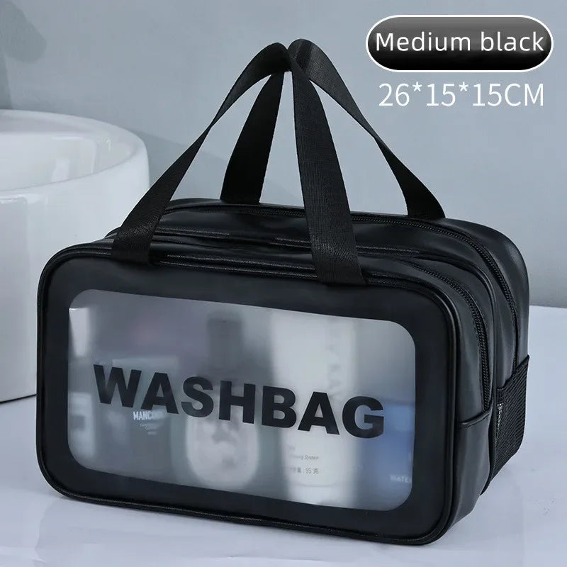 Double-Layer Transparent PU Makeup Bag