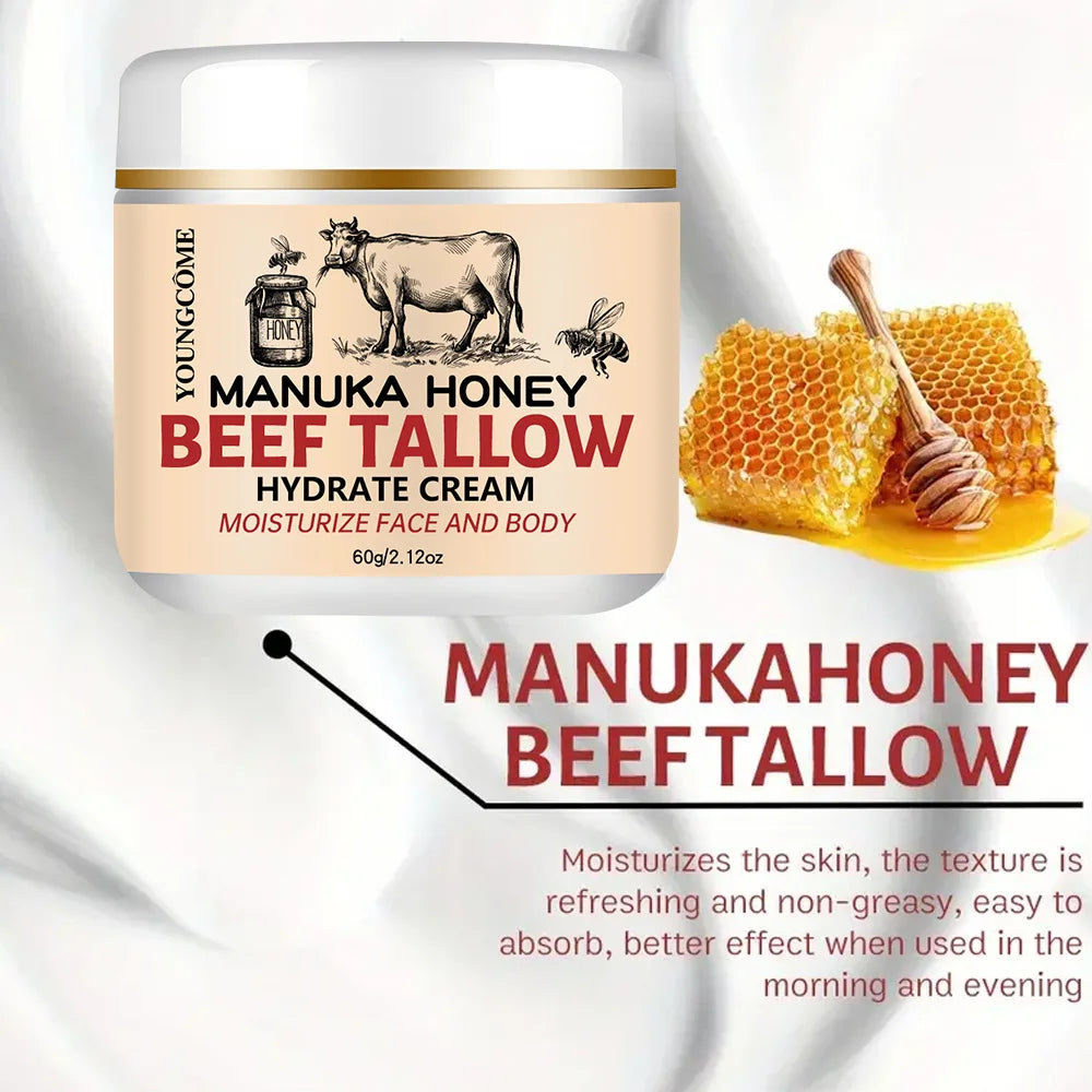 Beef Tallow Honey Balm Hydrating Nourishing Face and Body Cream