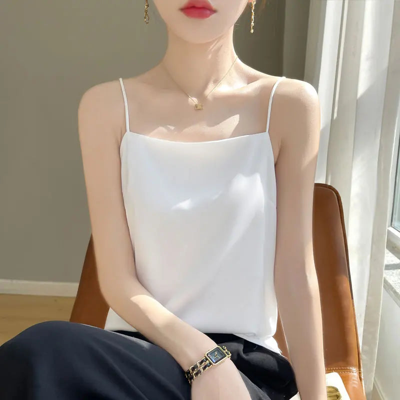 Korean Satin Sleeveless Tank Top
