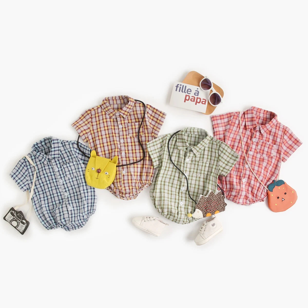 Summer Baby Boy Plaid Bodysuit