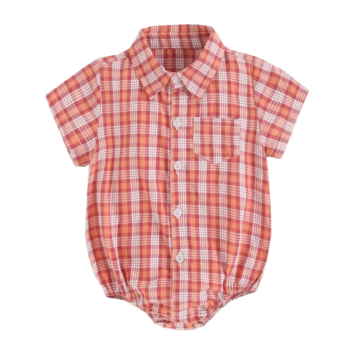 Summer Baby Boy Plaid Bodysuit