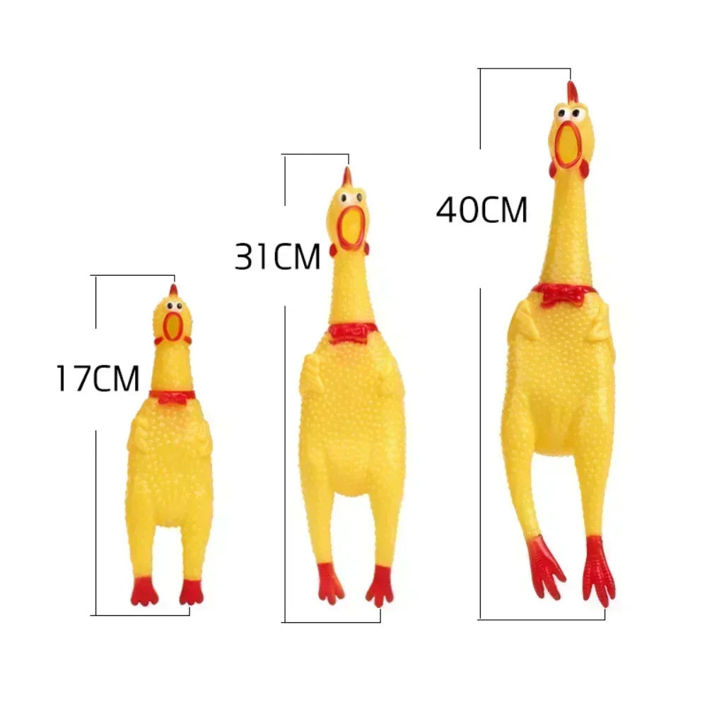 Fun Yellow Rubber Squeak Chicken Toy for Dogs and Cats