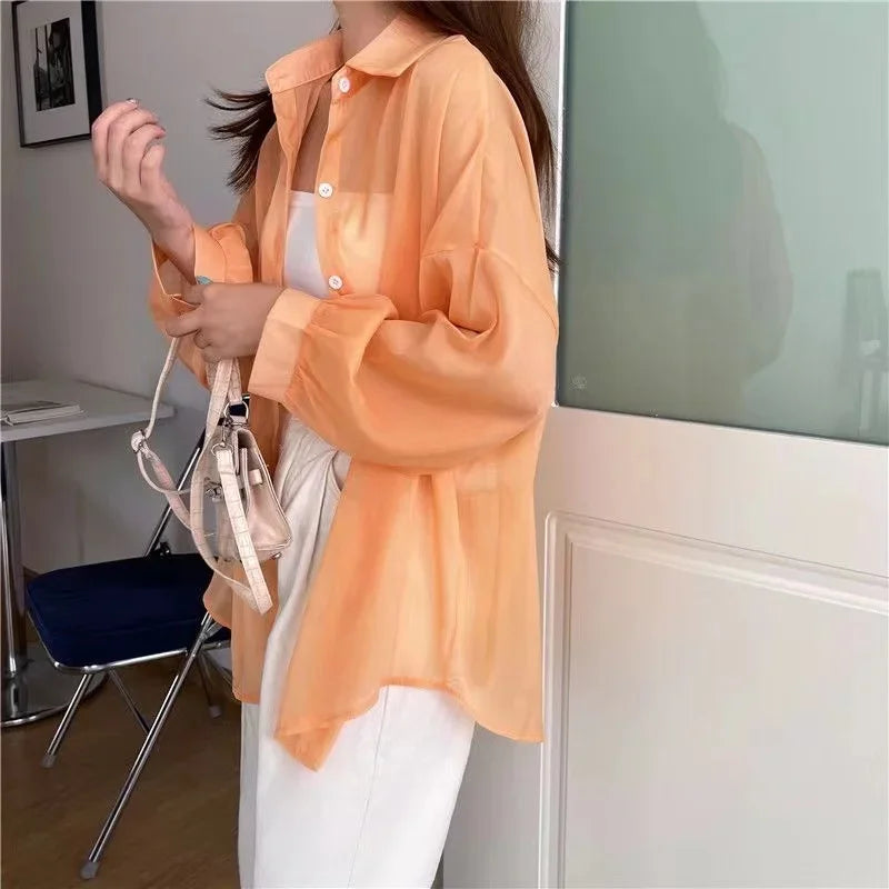 Korean Chiffon Long Sleeve Shirt