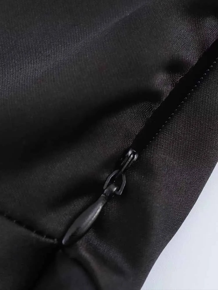 Elegant Silk Satin V-Neck Midi Dress