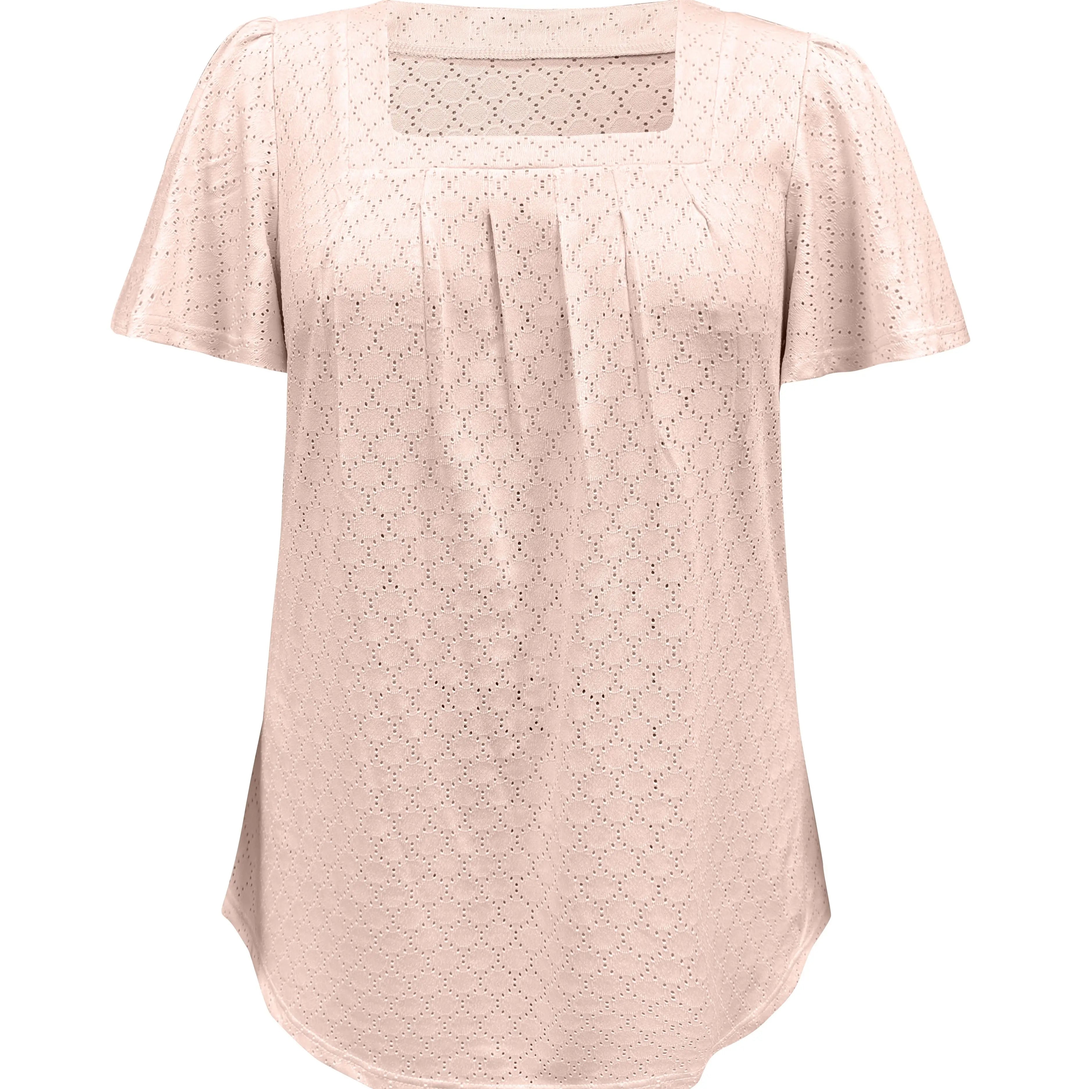 Plus Size Elegant Hollow Ruffle Sleeve Tops