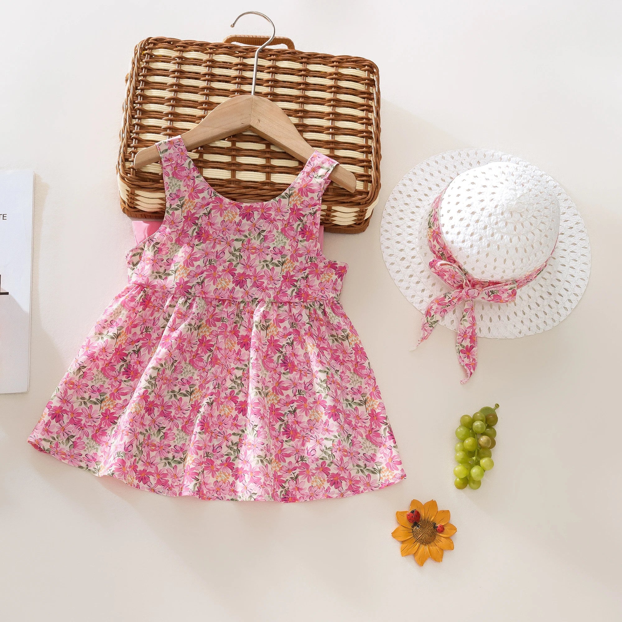 Floral Baby Dress with Sun Hat