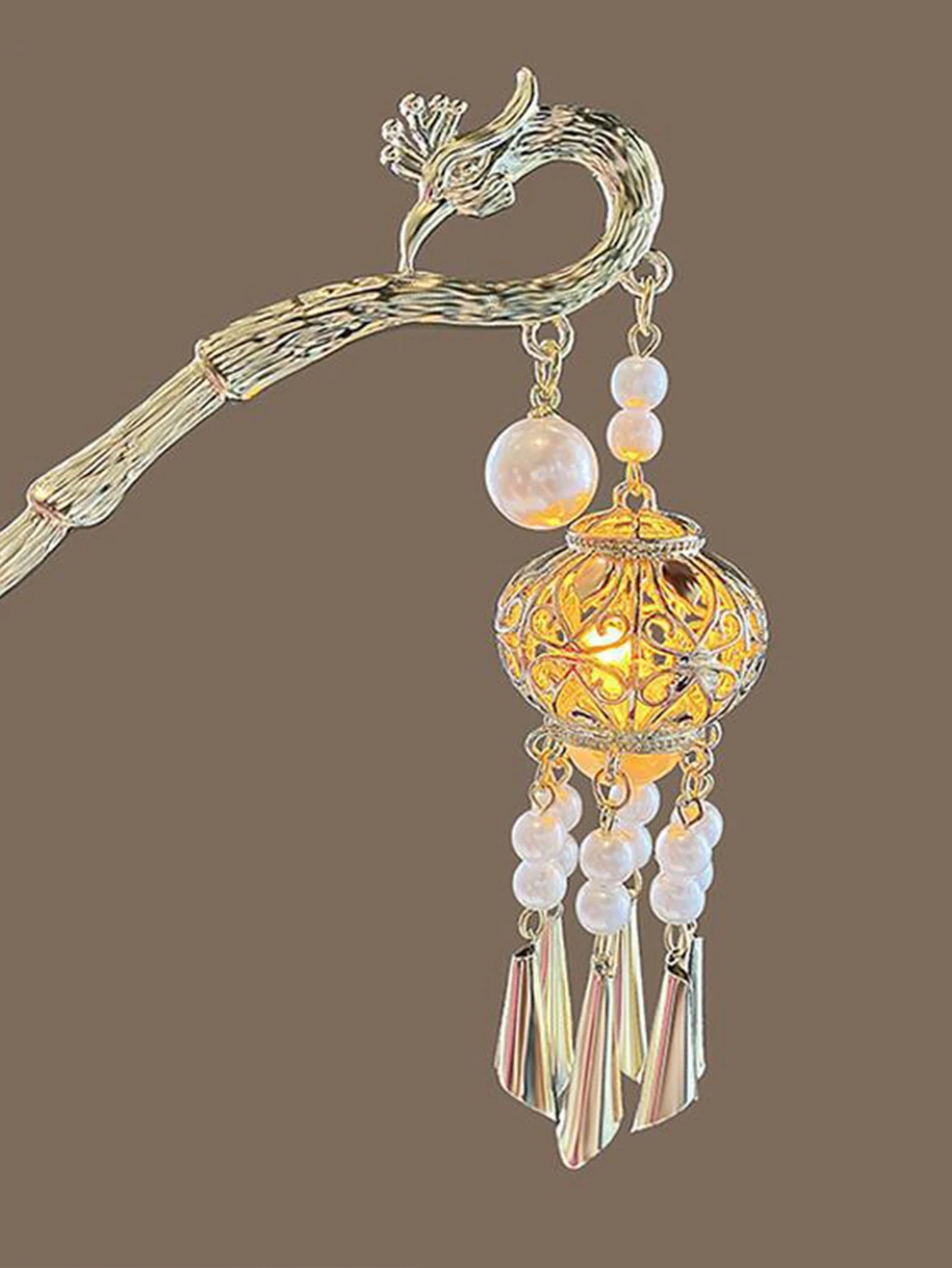 Elegant Peacock Pearl Tassel Hair Stick