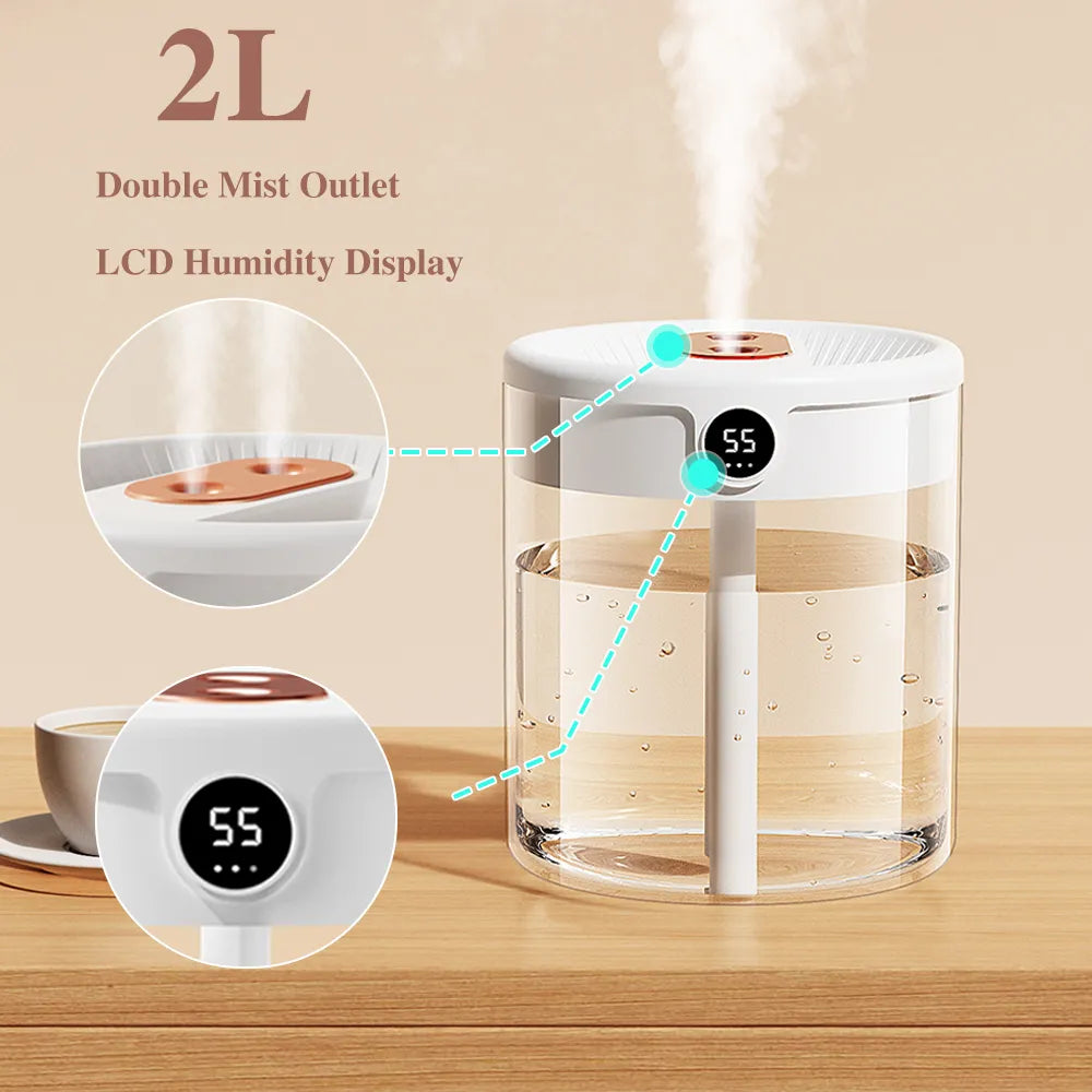 Double Nozzle Large Capacity LCD Display Ultrasonic Sprayer Humidifier