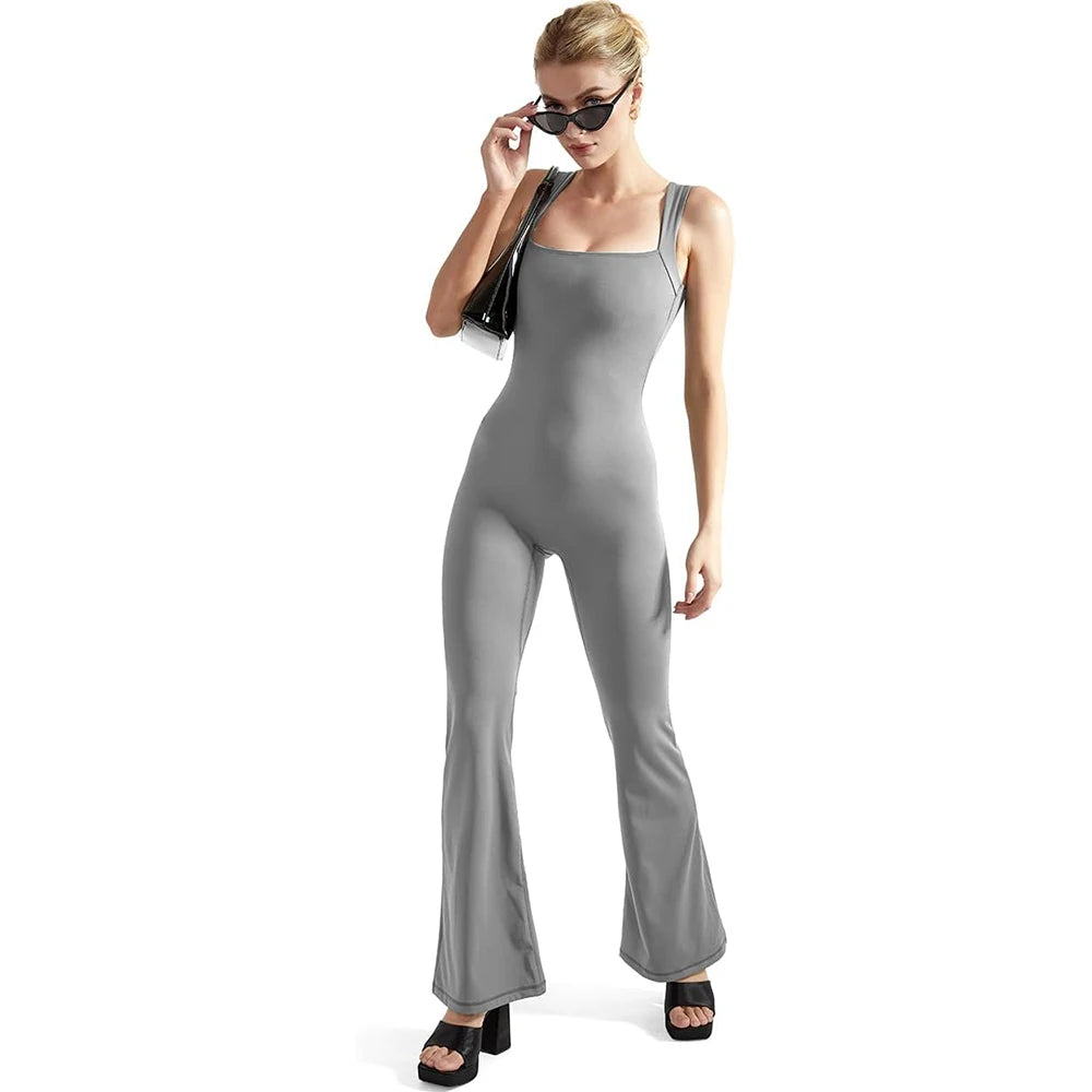 Sleeveless Square Neck Bodysuit Jumpsuit