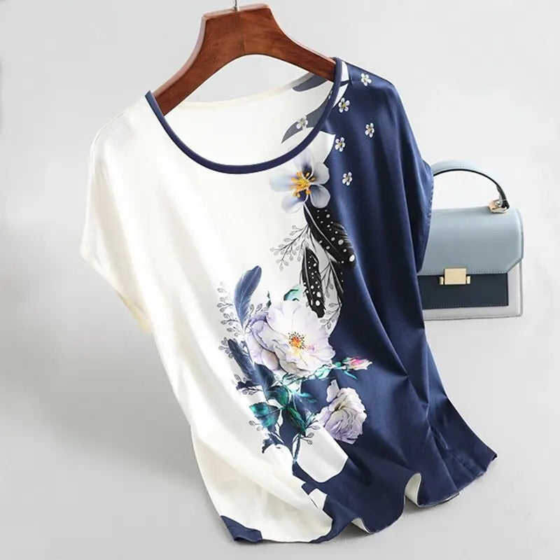 Floral Silk Satin Blouse